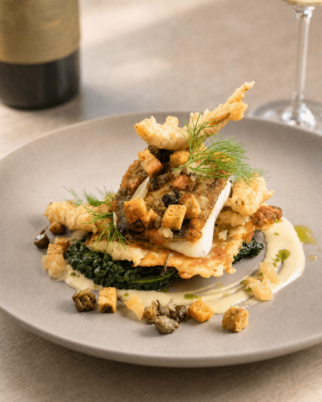 Pan-fried fish with capers at Latimers