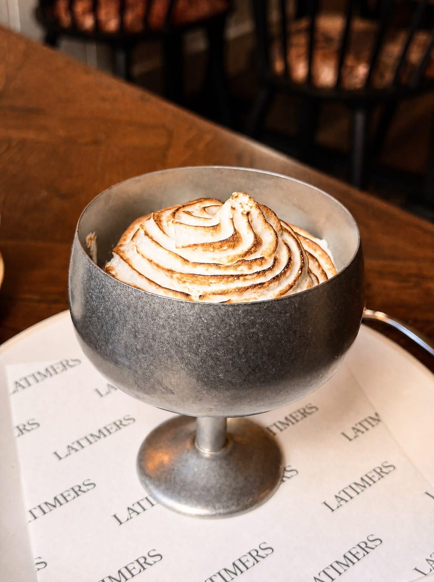 Baked alaska dessert at Latimers, Romsey
